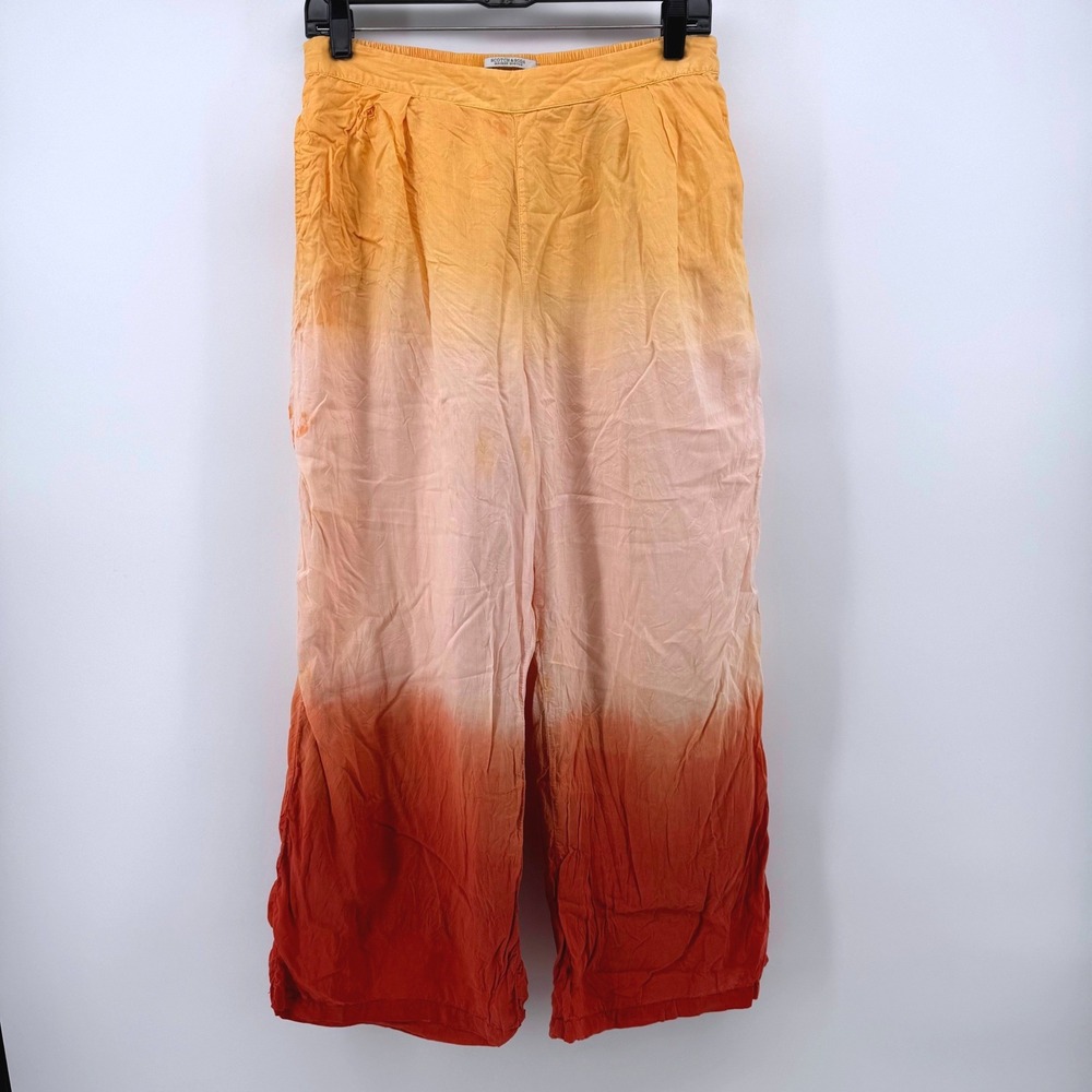 Scotch & Soda Maison Scotch Womens Medium Yellow Rust Ombre Wide Leg Beach Pants - Picture 2 of 8